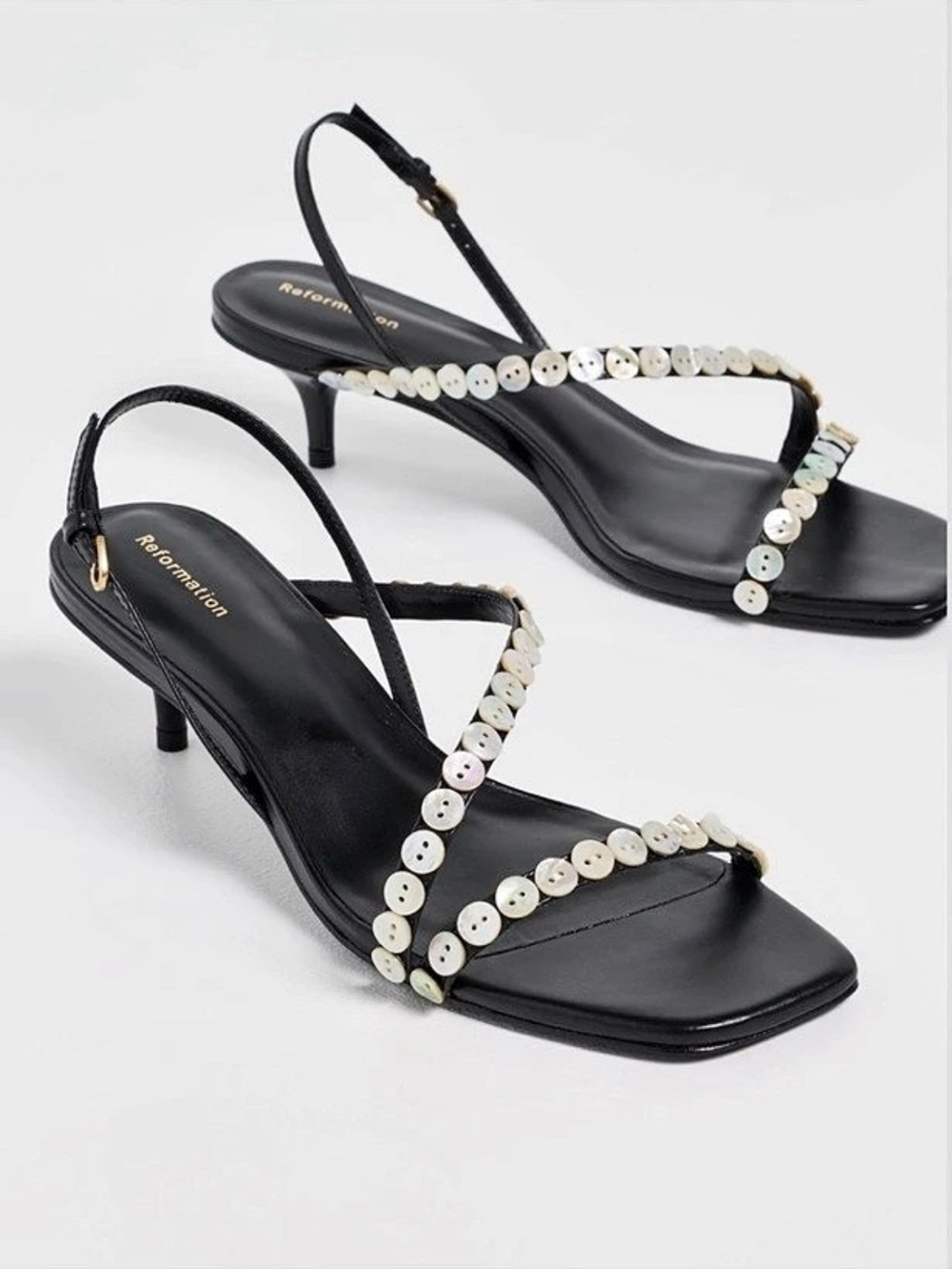 Reformation Shoshana Heeled Sandal Black Heels